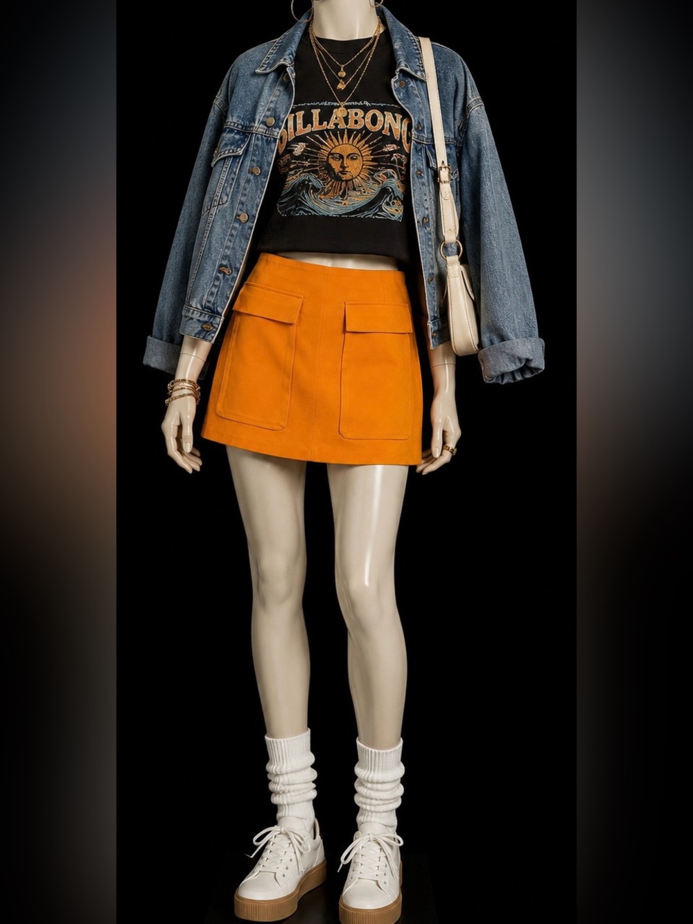 Forever 21 Orange Mini Skirt with Front Flap Pockets